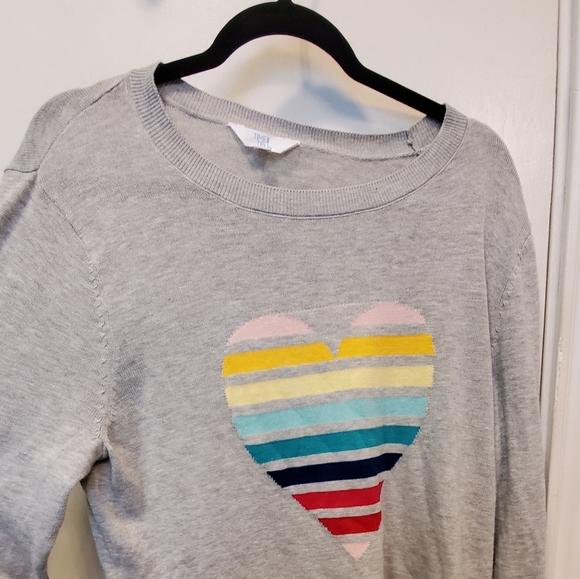 Tru Womens Grey Rainbow Heart Sweater 